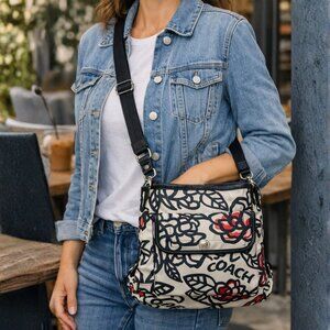 Coach, Poppy Daisy Graffiti Crossbody Bag | Signature Print | Adjustable Strap